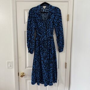 Ava & Viv Women’s Blue and Black Polka Dot Long Sleeve Dress Size XXL
